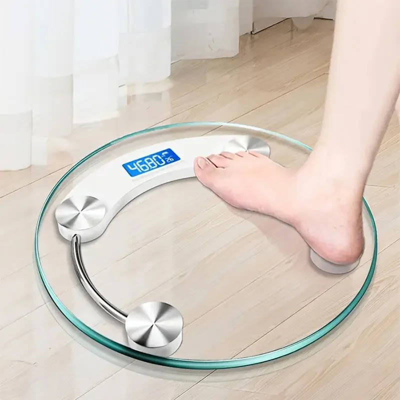 Báscula Digital de peso corporal de forma redonda, pantalla LCD de alta definición, báscula para baño, báscula electrónica para suelo, precisión de 0,2-180KG