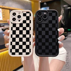 Black and white checkered Graphic Phone Case For iPhone 15 14 13 12 11 X XR XS SE2 SE 8 7 Plus Pro Max Mini Silicone Back Cover