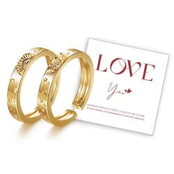 Adjustable Sun and Moon Couple Promise Ring, Boyfriend Girlfriend Matching Band, Price for Pair