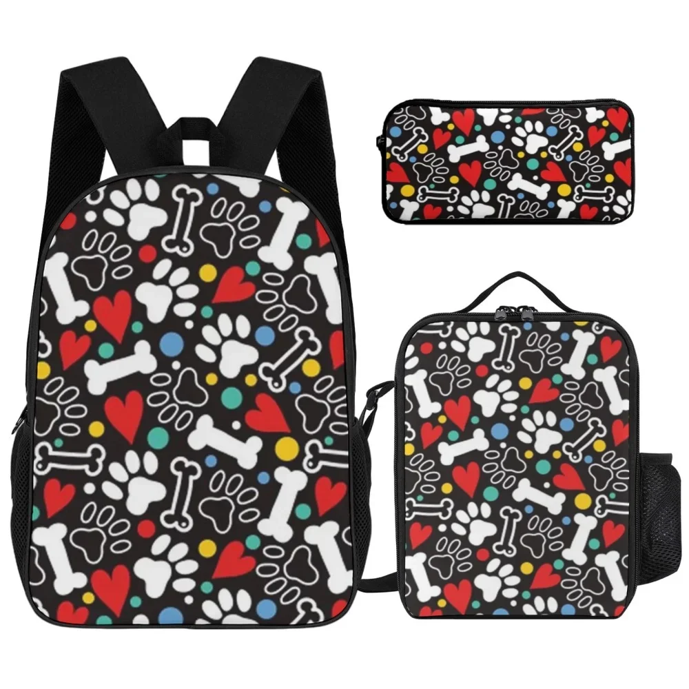 

16in cartoon printed backpack&lunch box&pencil case three piece set, lightweight material easy to wipe, suitable for school use