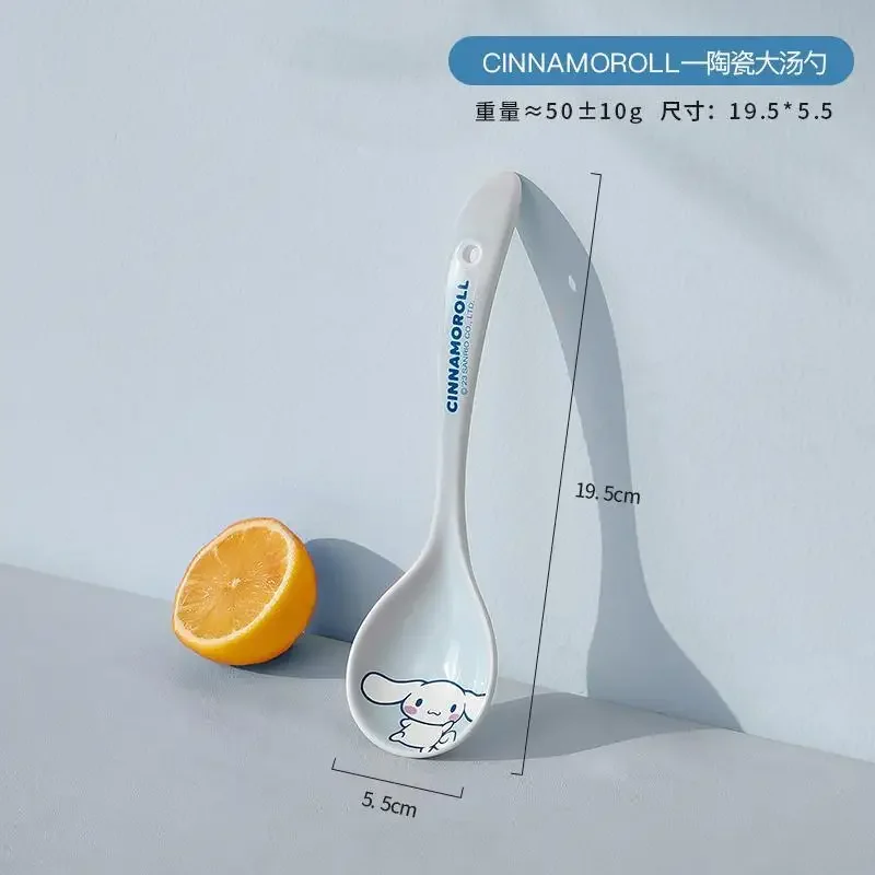 Hello Kitty Kuromi Cinnamoroll Sanrio cucchiaio da bere carino anime periferico grande zuppa cucina di casa cucchiaio di ceramica a manico lungo