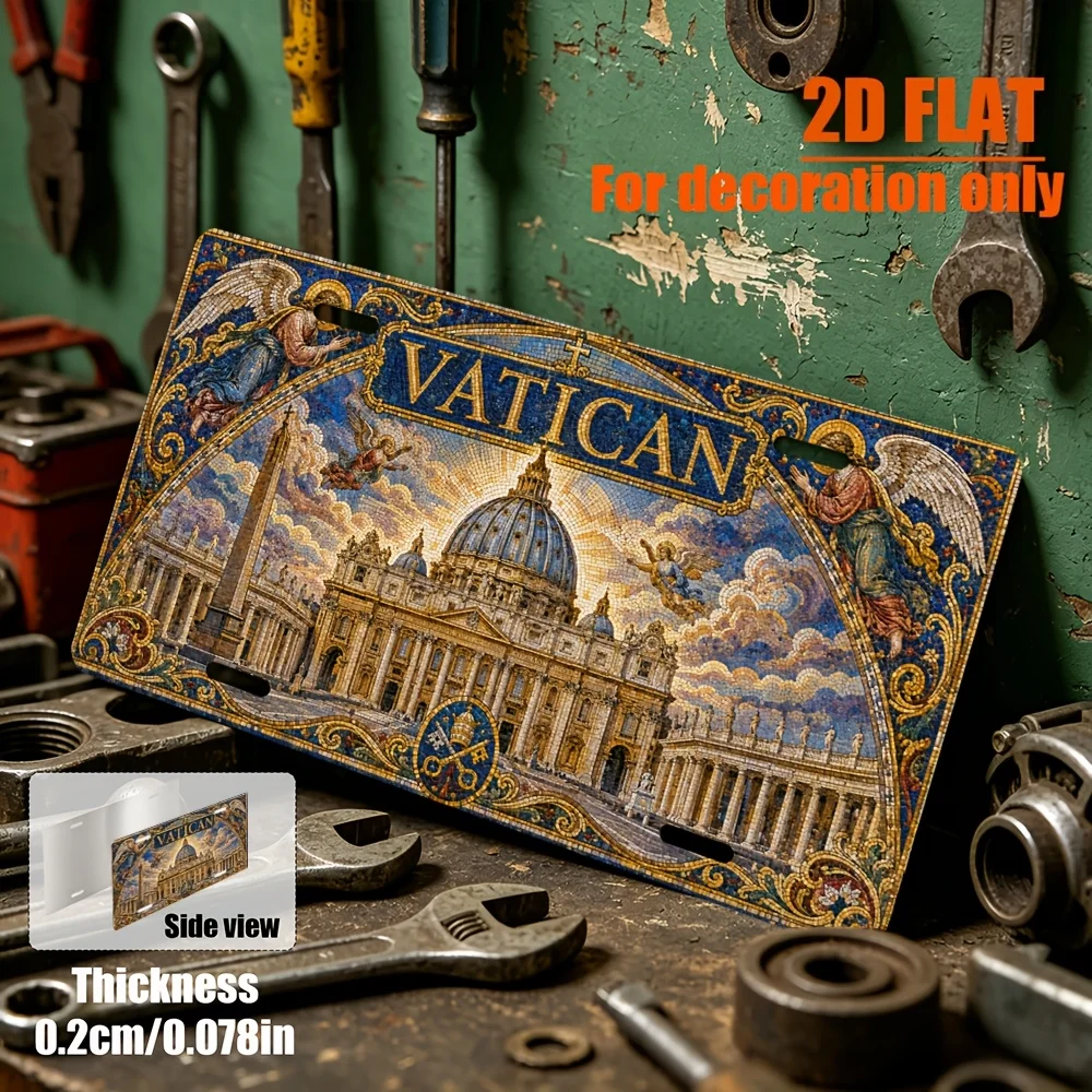 2D Flat, [2D Flat] 2D Flat Print, 1pc, Vatican Themed Vintage Sign, for Decorative Use Only, Home Decor, Birthday Gift, Vintage