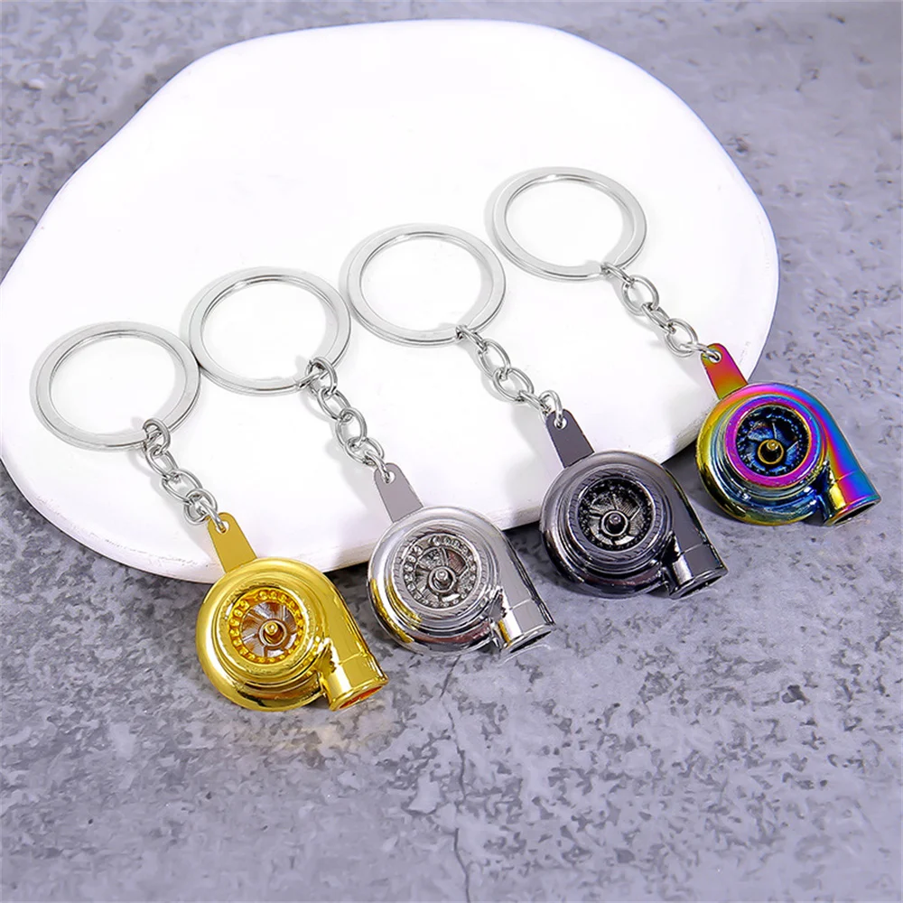 Metal Turbo Hub Keychain Creative Auto Parts Pendant Key Ring Men Modified Car Key Holder Accessories Racing Club Gifts