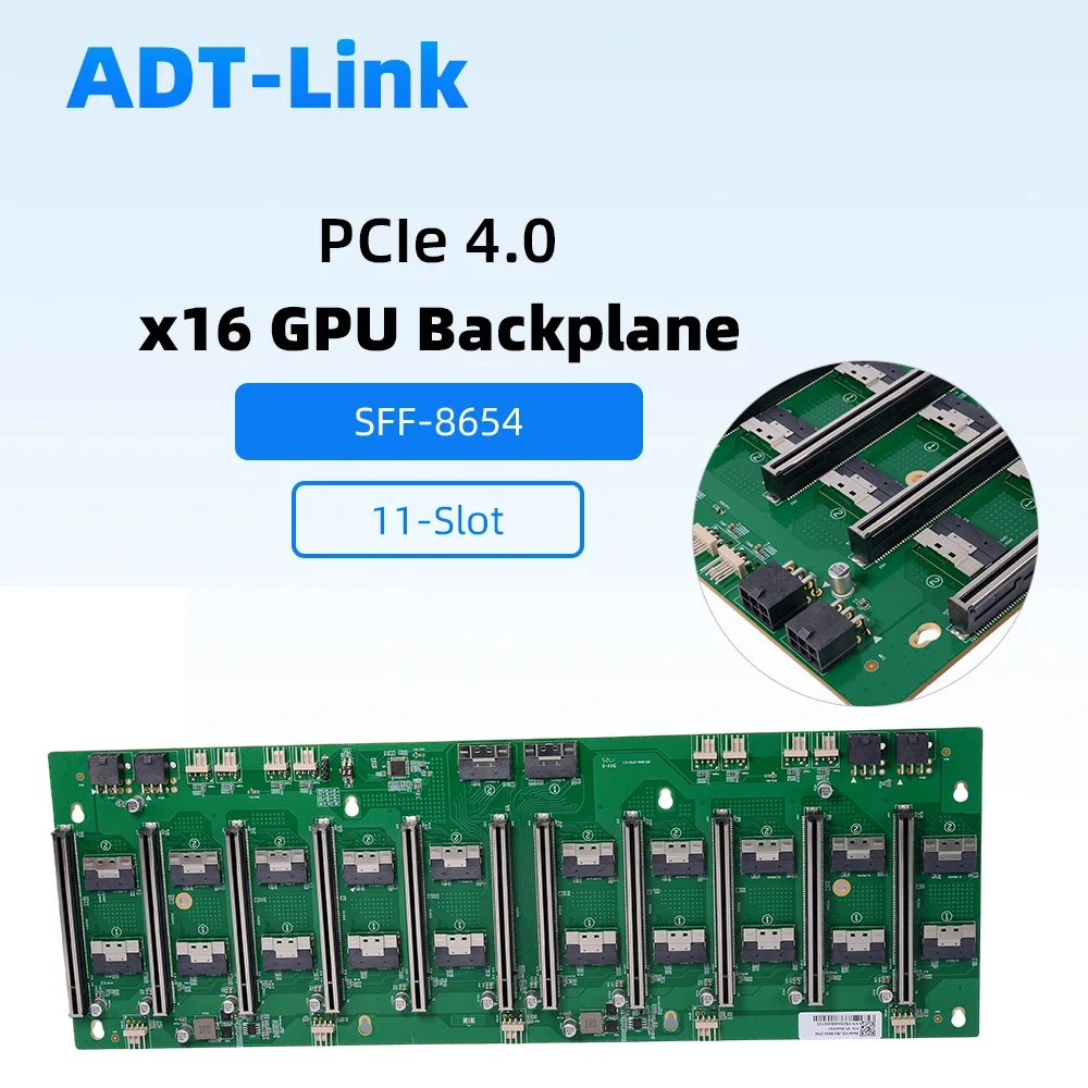 

8654 To PCIE 4.0 X16 MCIO To PCI-E 5.0 X16 adapter baseplate 8/10 Card 11-slot GPU Graphics for eGPU Spacing Server Motherboard