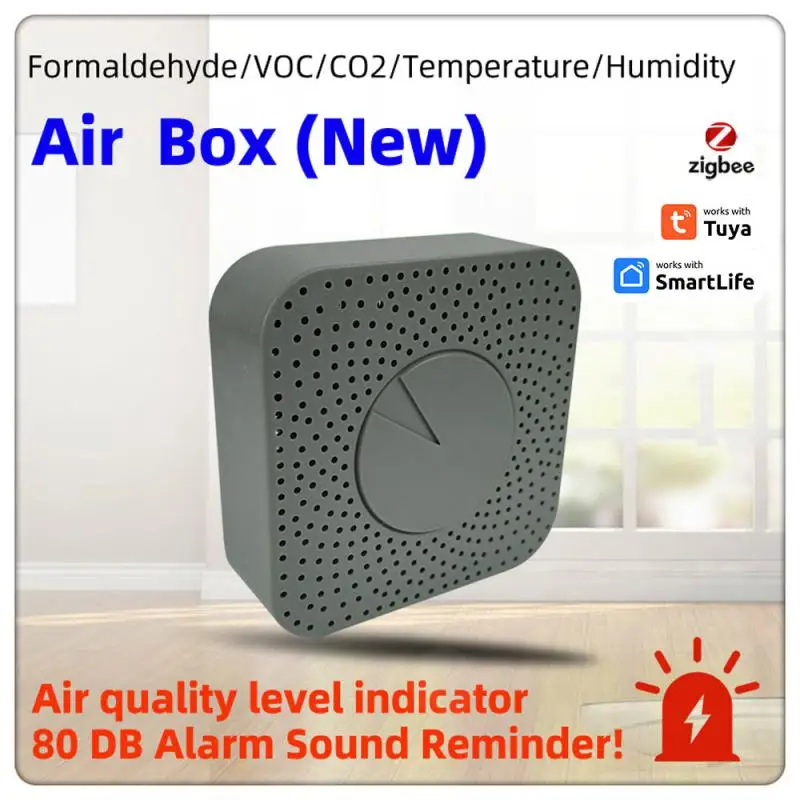 Tuya Zigbee/WIFI Smart Air Box Formaldehyde VOC Carbon Dioxide Detector Temperature Humidity Sensor Automation Alarm Detector
