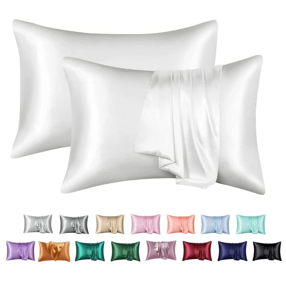 Nordic Silk Pillowcase White Black Grey Blue Bed Decorative Pillow Covers Luxury Comfortable Home Bedding Cases