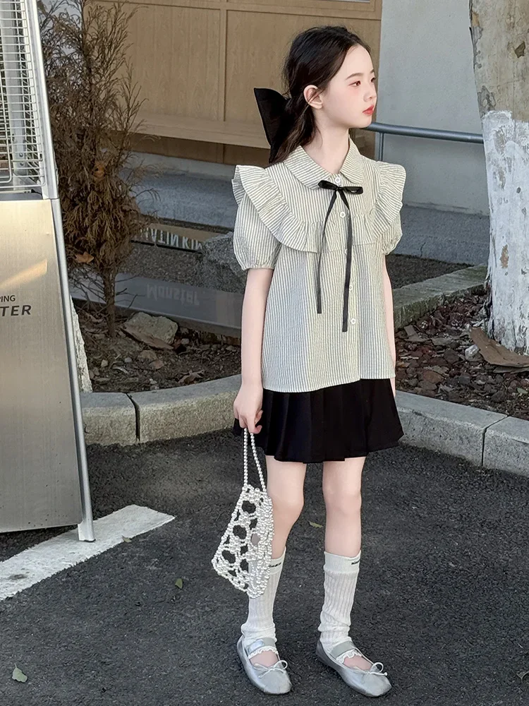 

Girls Summer JK orm ort Sve Set Cotton Blend Casual Sle Midi Skirt And Top Faionable School orm for Kids