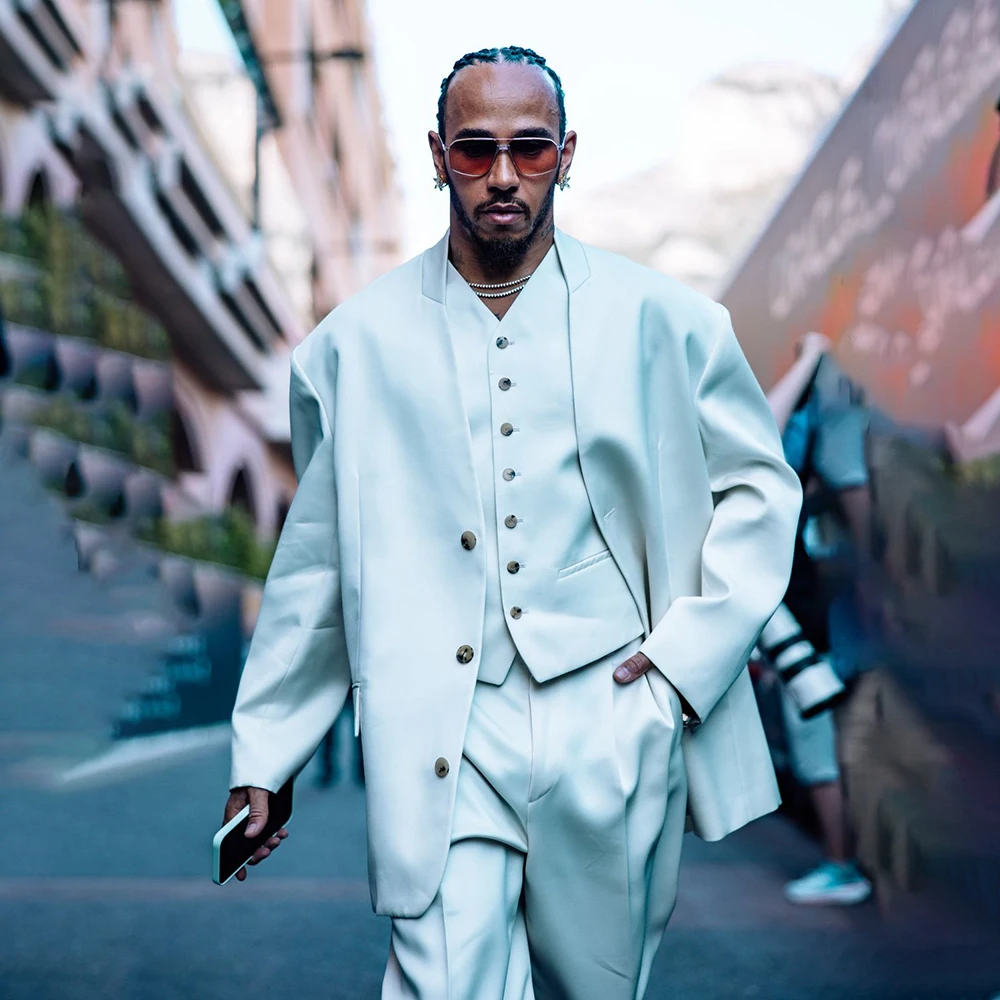 

Leisure Men's Suits Fashion Party Single Breasted Collarless 3 Piece Jacket Pants Vest Formal Male Clothing Outfits Costume