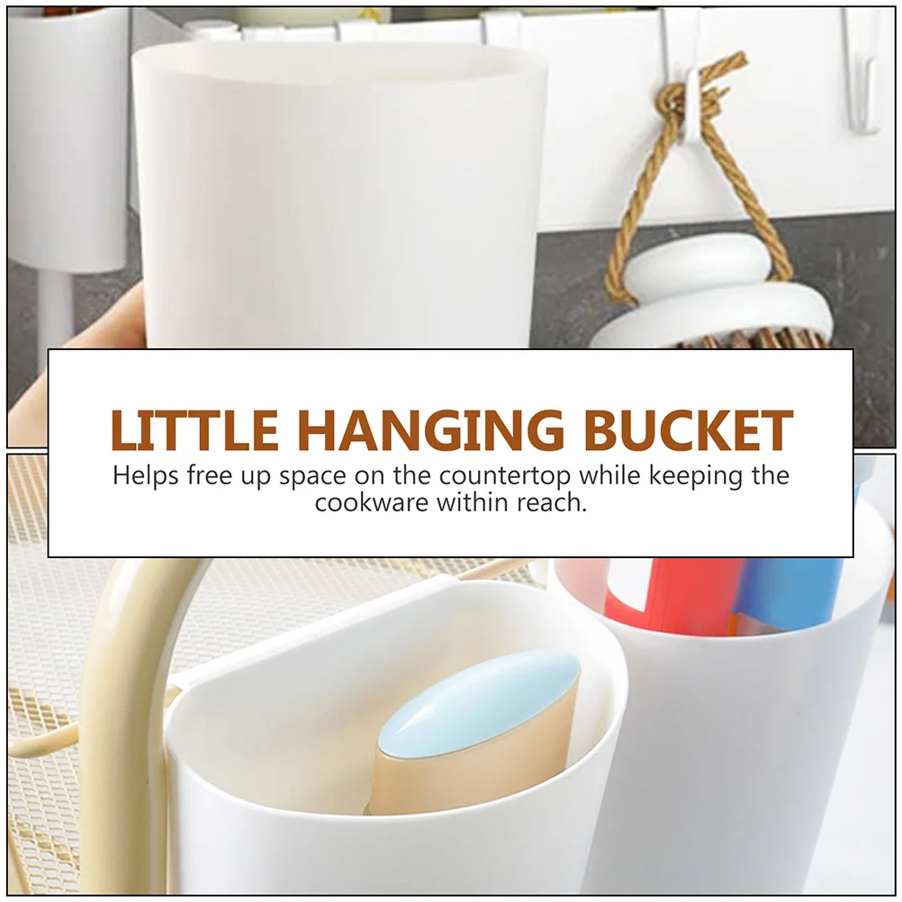 4 Pcs Hanging Storage Basket Trash Can Rolling Cart Accessories White Plastic ganizer Bucket Set Easy Clean Multi Purpose