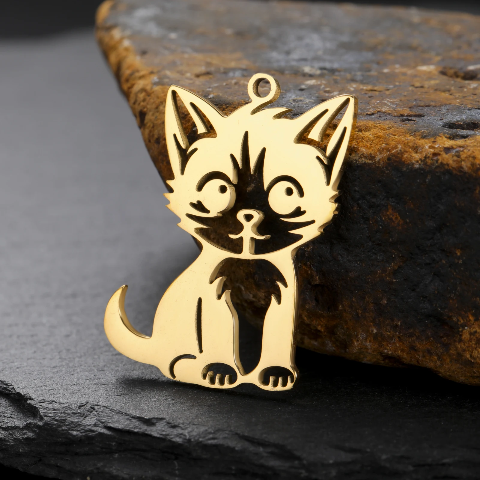 COOLTIME 5 Stück/Beutel süße Katze Edelstahl Anhänger Tier Haustier Charms für Schmuckherstellung Halskette Armbänder DIY Zubehör – Detail 8