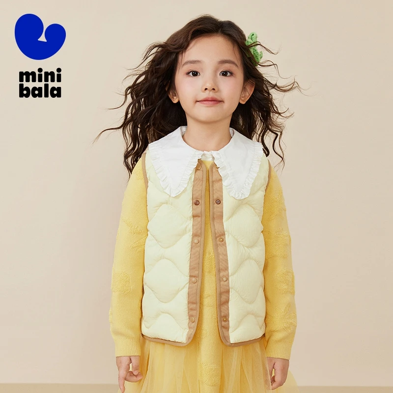 Mini Bala Children's Down Vest Winter Double-Sided Wearable Duck Down Macaron Color Three-Proof Down Vest