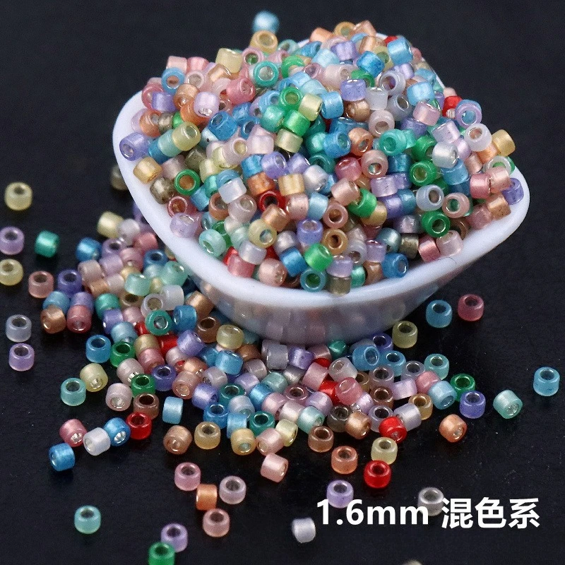 

1.6mm Super Excellent Imitation Jade Protein Filled Silver Core Antique Bead Glass Rice Bead DIY Scattered Bead Boutique