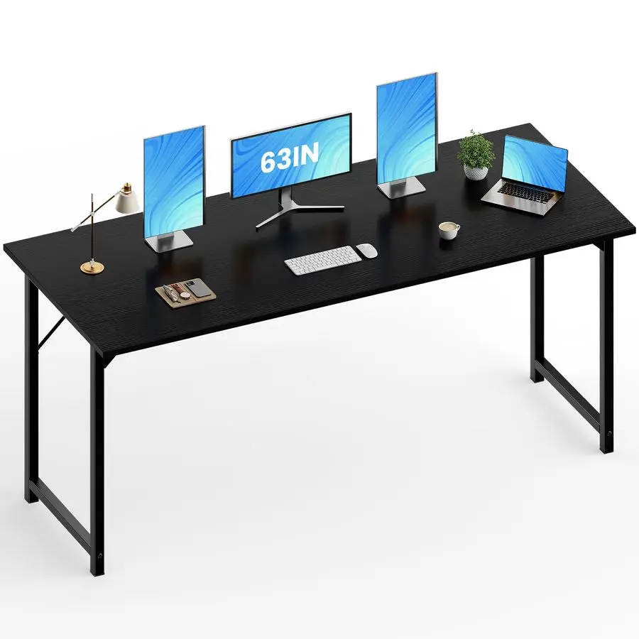 

Компьютерный офисный стол, 63 дюйма, для письма, работы, учебы, из дерева, современный, с сумкой для хранения и крючком для наушников, простой, для спальни, для 2 человек