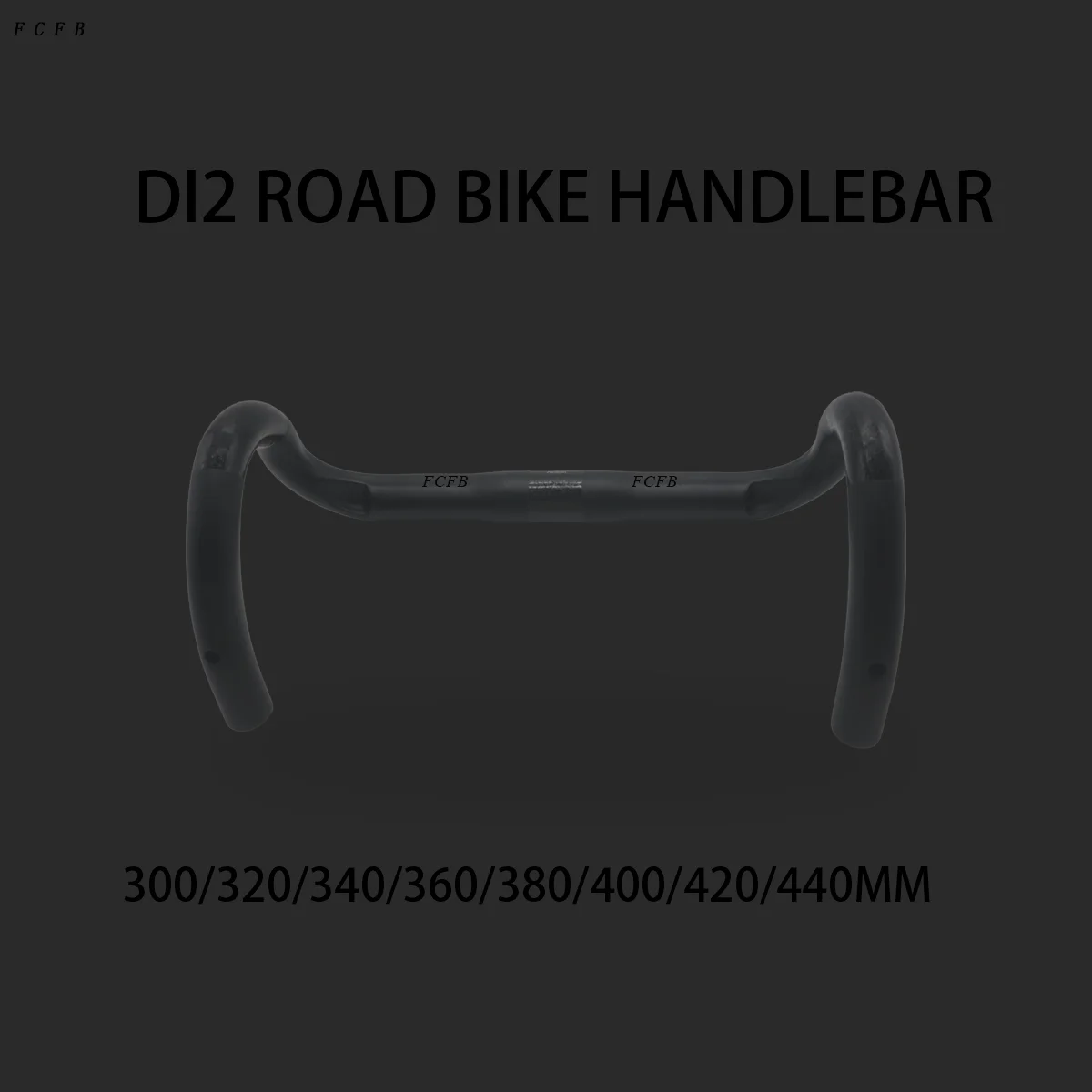 FCFB Carbon Road Drop Handlebar Matte Black with Black Logo, Frosted Anti-Slip Grip, Multi-Size Light Bent Bar for Road Bikes