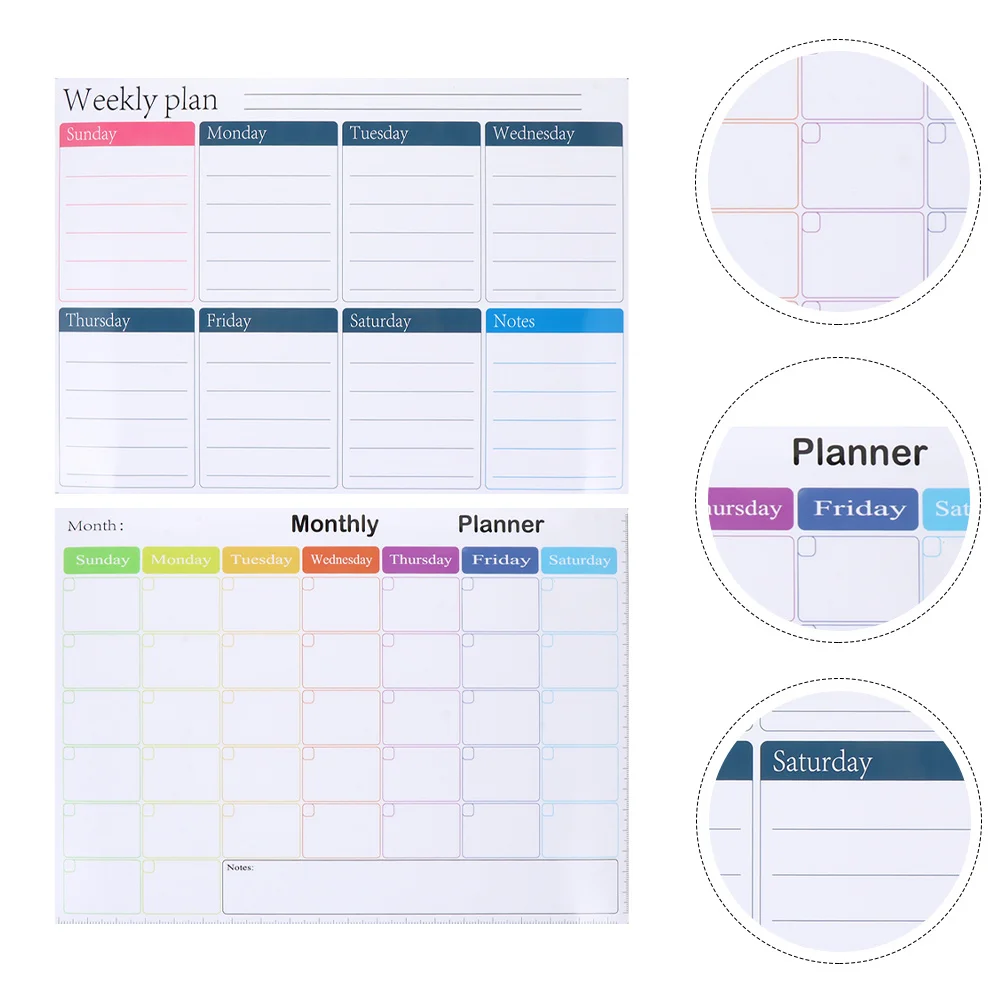 2 قطعة جدول مغناطيسي قابل للمسح لوحة رسائل الثلاجة للتخطيط المنزلي منظم قابل للكتابة لوحة تذكير مخطط قابل للطباعة