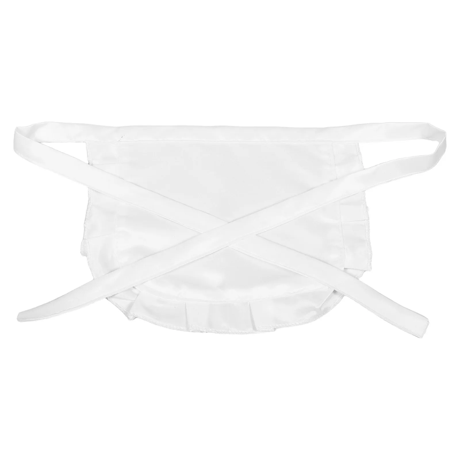 Witte taille schort met lange riem - gegolfde halve schort voor dames - meid cosplay kostuumaccessoire voor keukenserverfeest