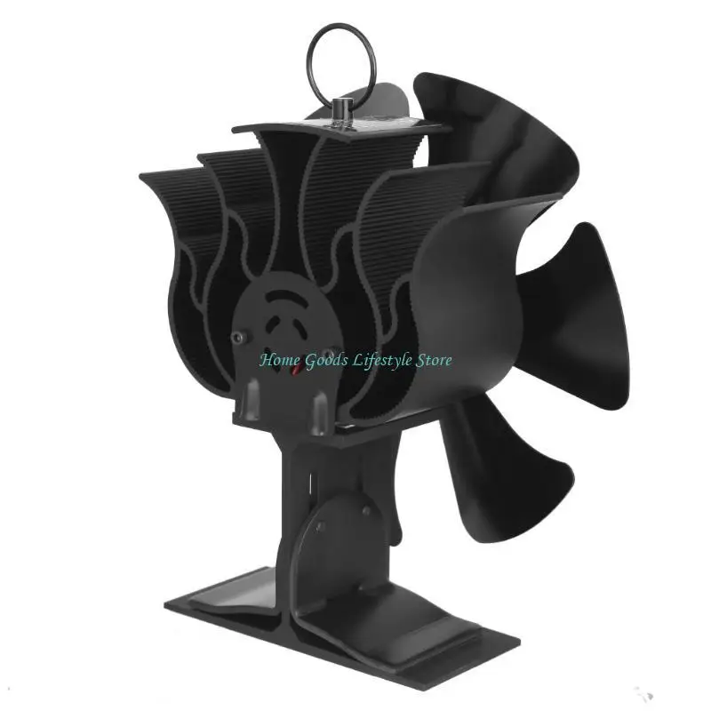 

E74E Heat Powered Stove Fan 2 in 1 Chimney Fan Silent Operation 6-Blade without Power Burning Stove Fan Energy-Saving