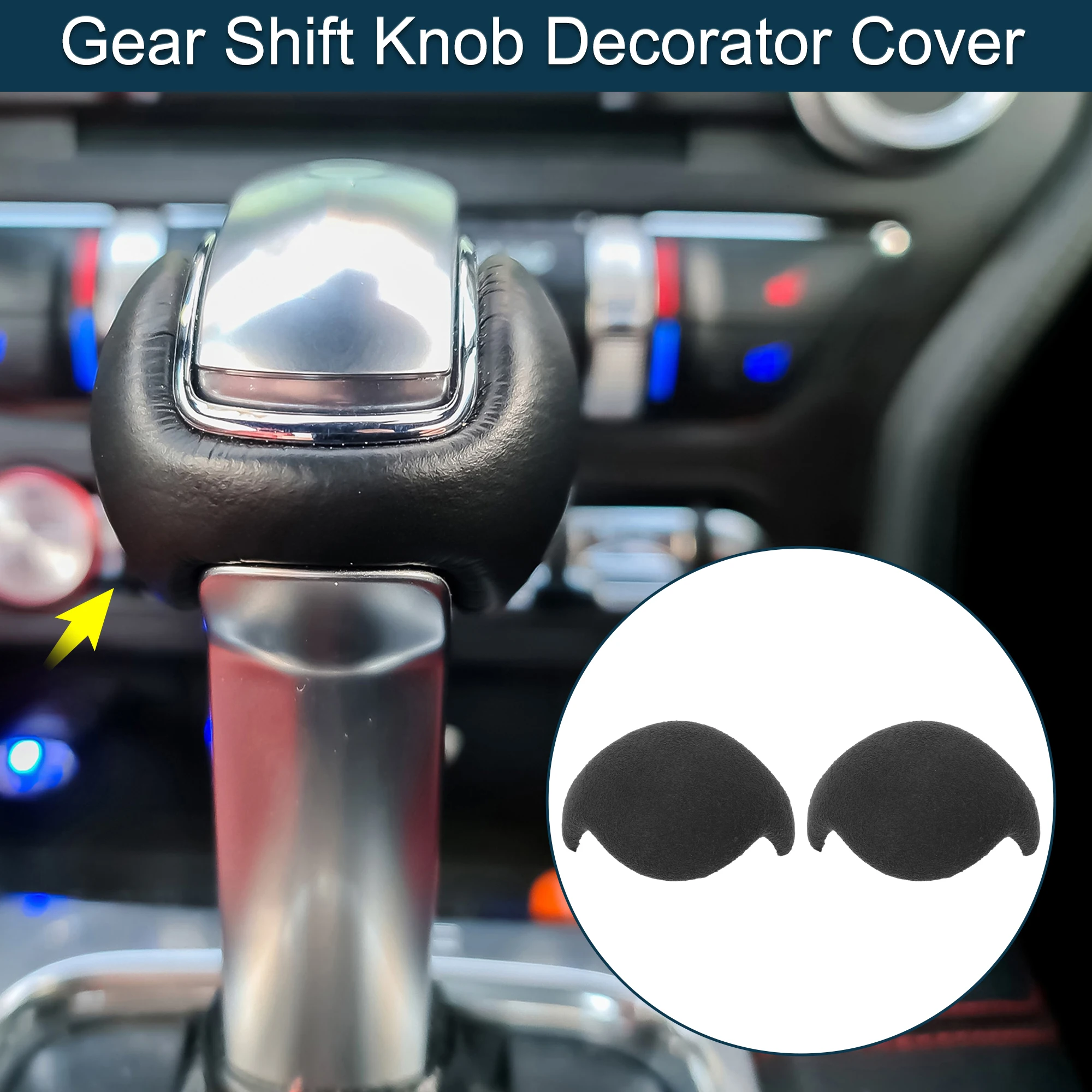 

UXCELL Gear Shift Knob Decorator Cover for Ford for Mustang 15-21 Dark Gray Console