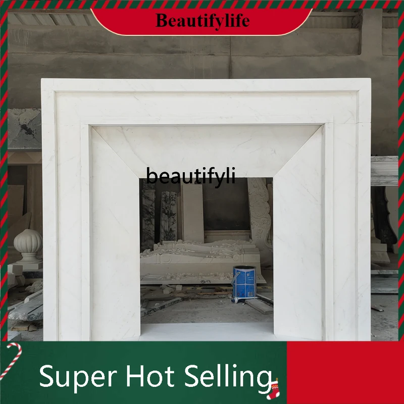

D80 Marble Fireplace White of Fangshan Stone Fireplace Living Room Heating European French Style Fireplace Ornaments