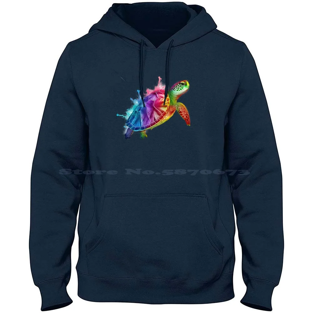 Rainbow Sea Turtle 5 100% Cotton Hoodie T Shirt Rainbow Sea Turtle Rainbow Sea Tortoise Rainbow Turtle Colorful Turtle