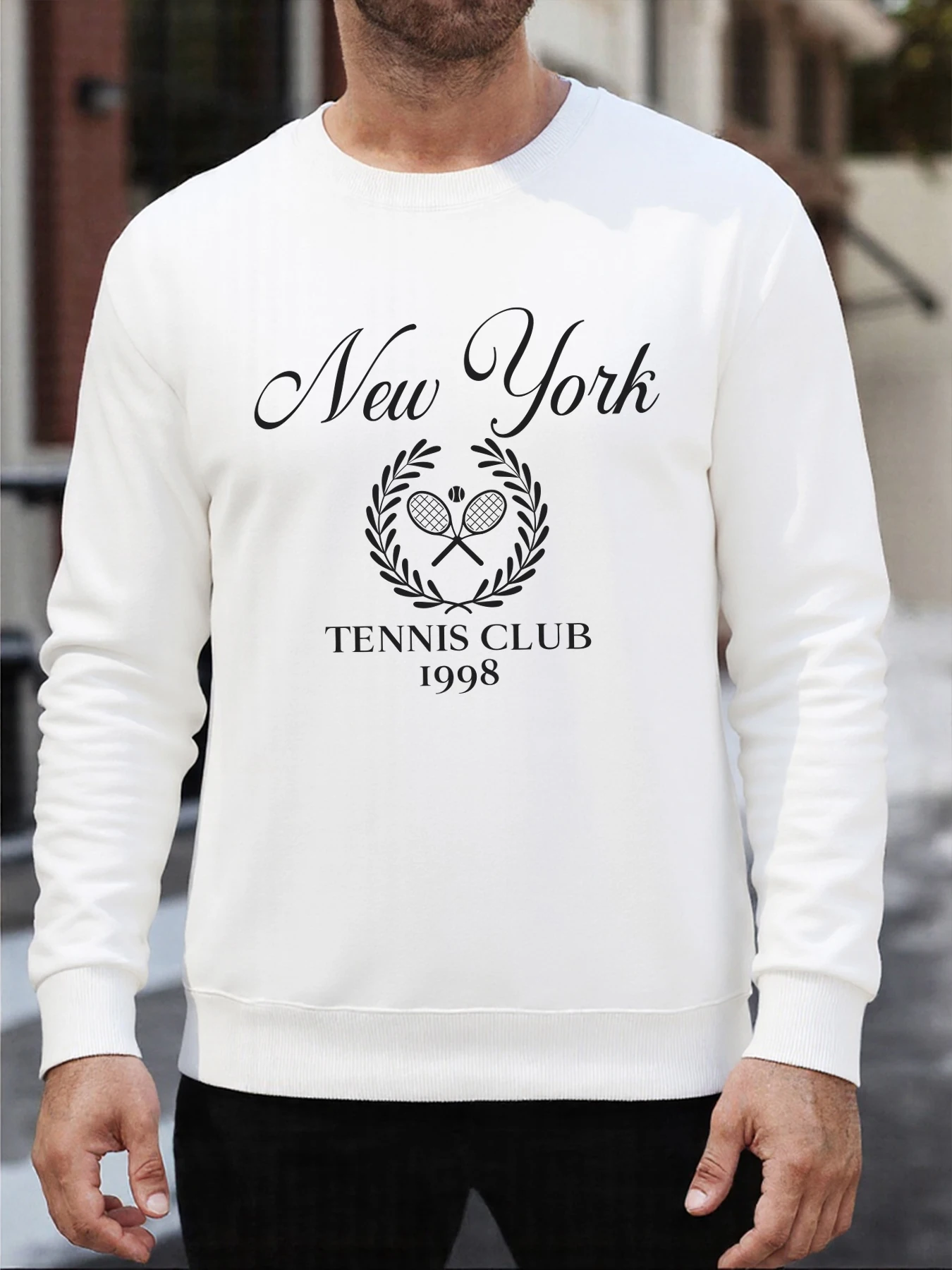 New York Tennis Club Print Männer Sweatshirt Trendy Oansatz Pullover Mehrfarbige Kleidung Fleece Kleidung Herbst Casual Pullover