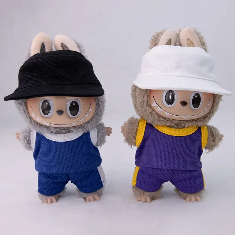 17 سنتيمتر Labubu لاعب كرة السلة الملابس Kawaii البسيطة أفخم ملابس دمى دمية لطيف رياضي المعبود دمية