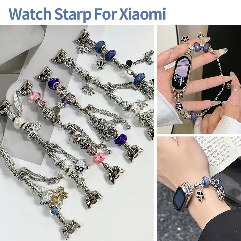 DIY Charms Beaded Bracelet for Redmi Watch 6 5 4 Women Jewelry Strap for Xiaomi Mi Band 9pro 10 9 8 7 6 5 Replacement Wristband