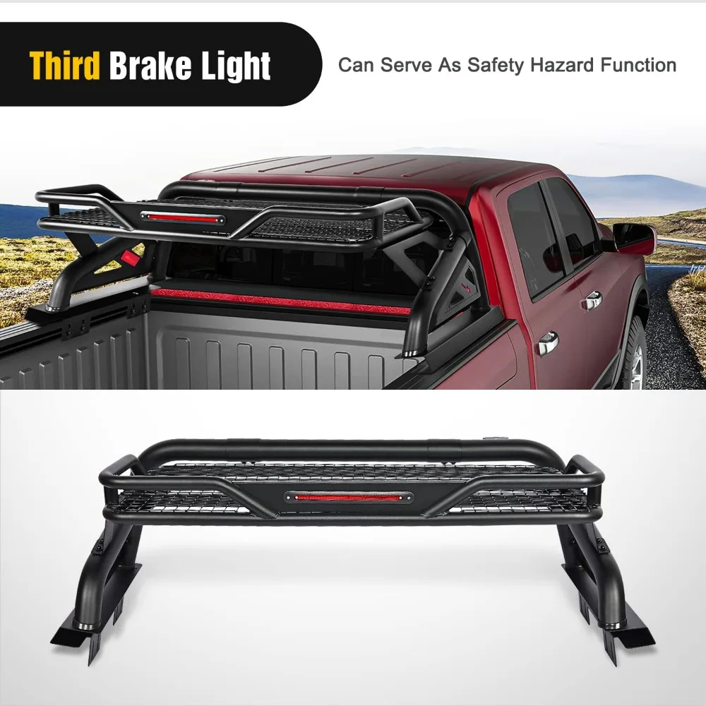 รถบรรทุกเตียง Chase Rack Roll Bar Cargo Carrier ตะกร้าสําหรับ 2002-2023 Dodge Ram1500 2014-2023 Chevrolet Silverado/GMC Sierra1500 201