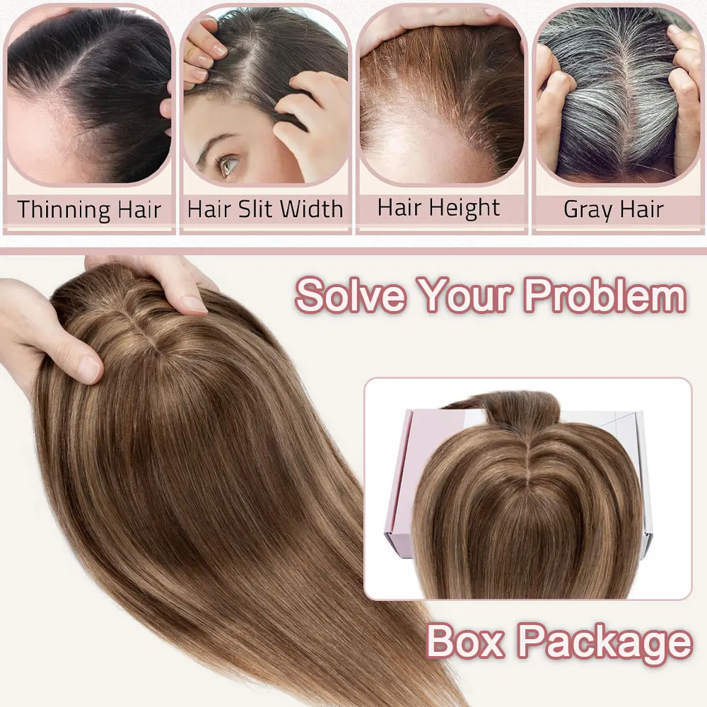 SEGO Hair Toppers for Women Real Human Hair with Thinning Hair Toppers Clip in Toppers Straight Hair Pieces with Bangs 150%