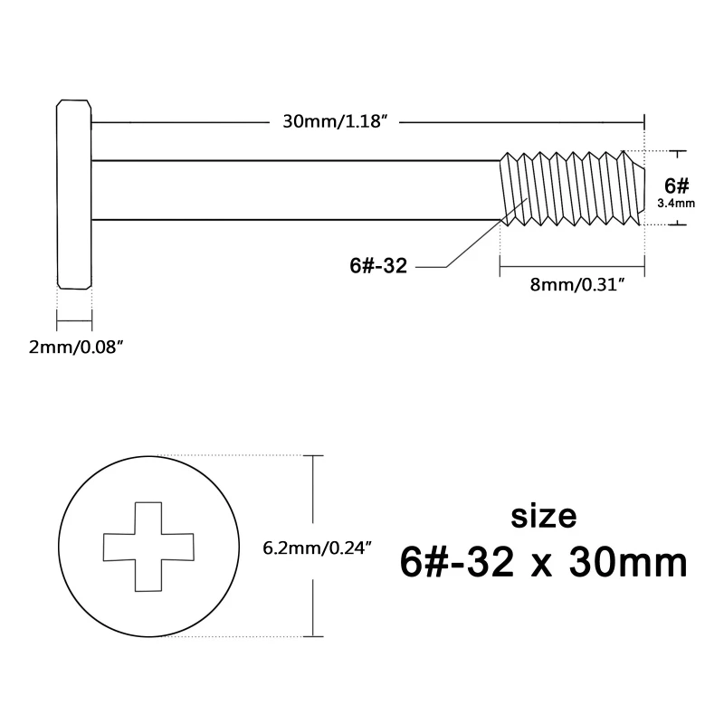 20PCS Fan Chassis Long Screw Computer for CASE Water Cooling Row 6#-32 Lengthened Fixing Screw Thread .5