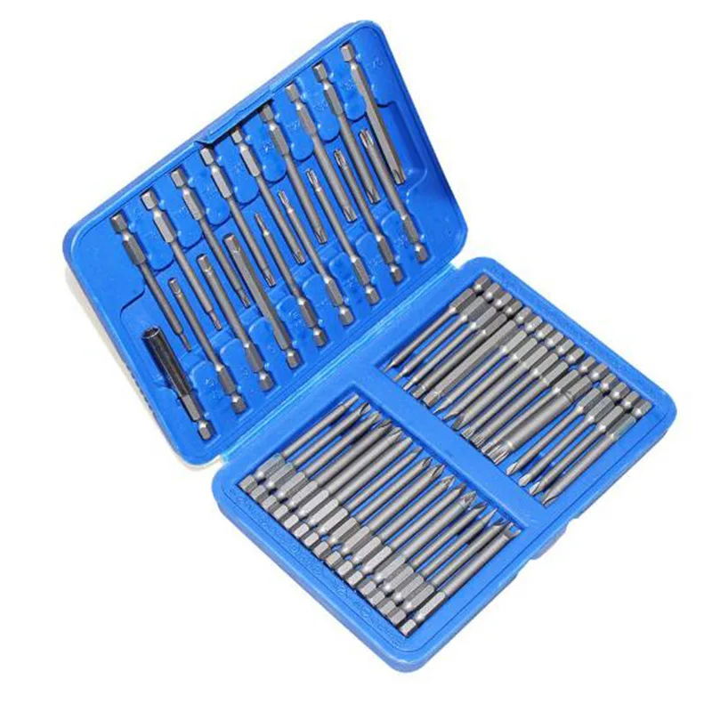 50/36pcs Extra Long Screwdriver Sets with 75mm Safety Screwdriver Heads Torx Star Shaped Hexagonal Wrench Heads Fully Automatic