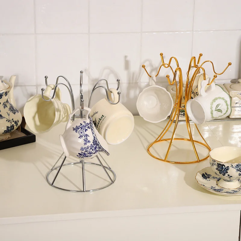Kaffee Tasse Rack Halter Tee Tassen Untertasse Display-ständer Platte Gerichte Lagerung Becher Baum Organizer Haus Küche Zubehör