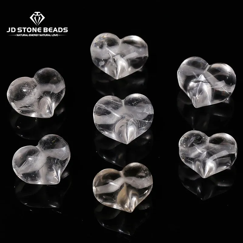 1 Pc Natural Rock Quartz Heart Shape Carved Bead White Crystal Pendant For Jewelry Making Diy Necklace Bracelet Accessory