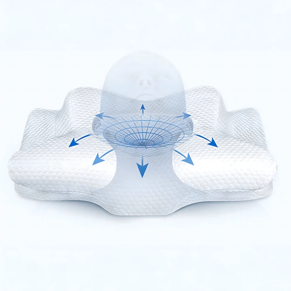 Nackenkissen zur Linderung von Nackenschmerzen, geruchsneutrales Memory-Schaum-Kissen mit hohlem Design und kühlender Hülle, verstellbares orthopädisches Bettkissen zum Schlafen, Unterstützung für