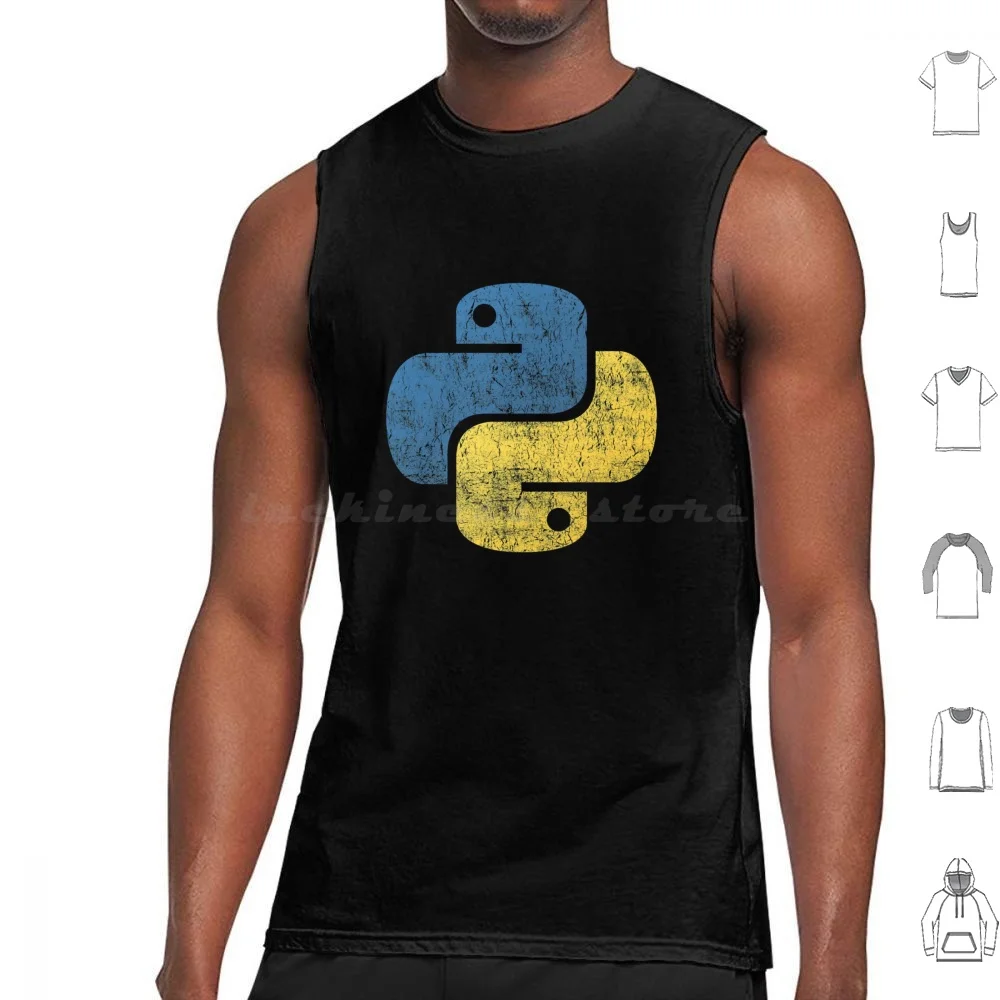 Vintage Python Tank Tops Print Cotton Python Retro Distressed Vintage Programming Programmer Developer Python Logo Logo