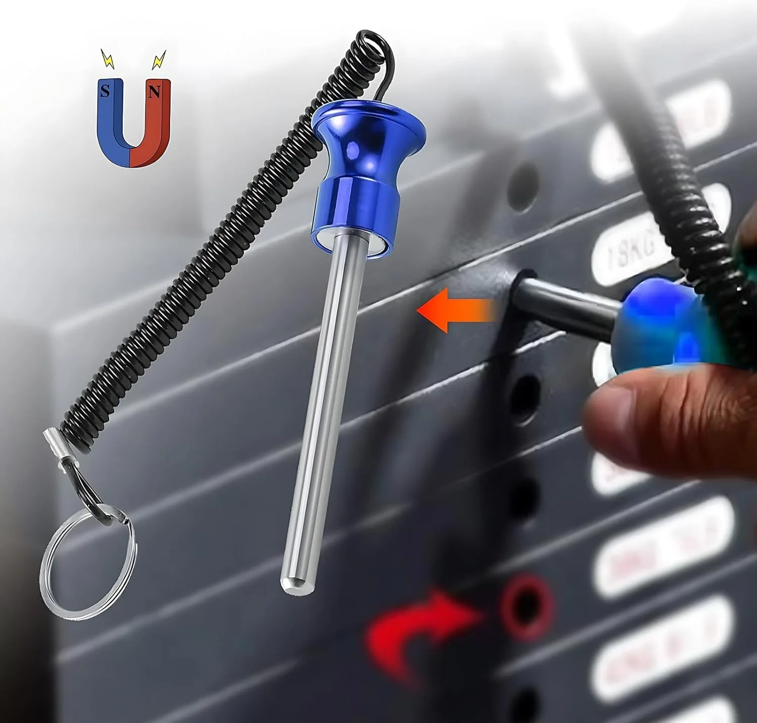 

Штифт для силового стека, универсальный магнитный штифт для тяжести с тяговой веревкой, оборудование для силовых тренировок для коммерческого зала или домашнего спортзала | Пин I