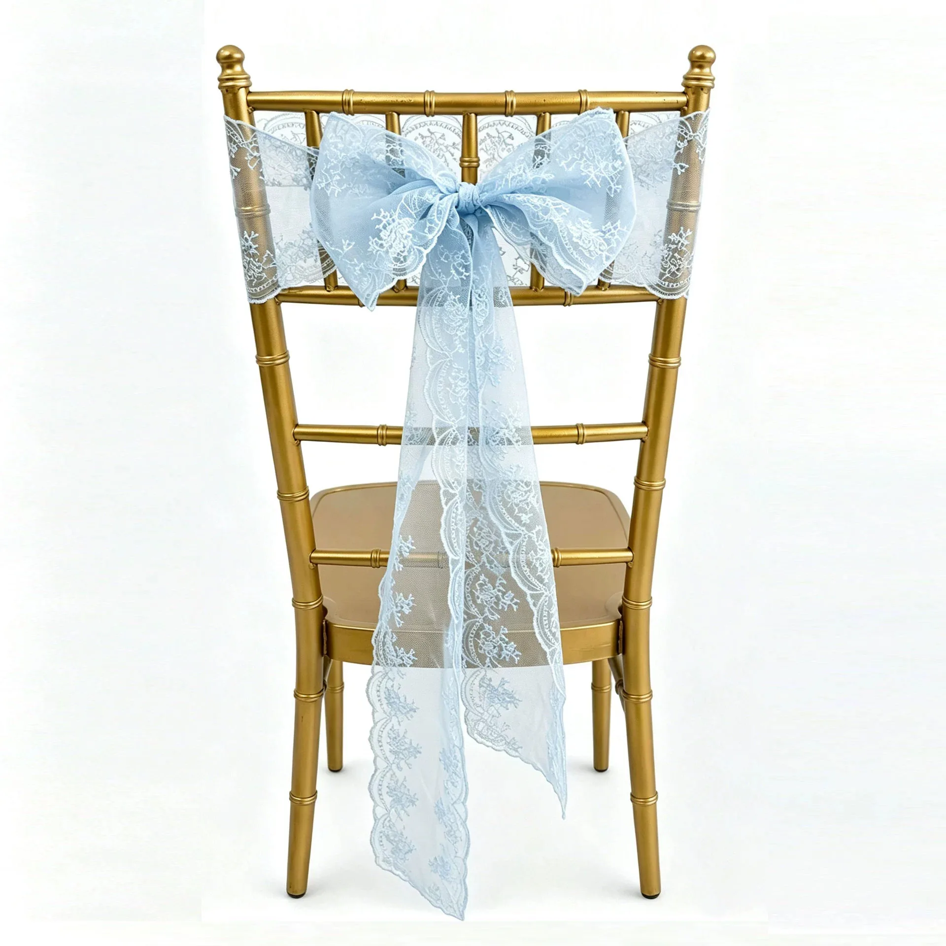 White Lace Chair Cover Wedding Aisle Decorations Vintage Embroidered Chair Bows for Party Reception Dinning Decor