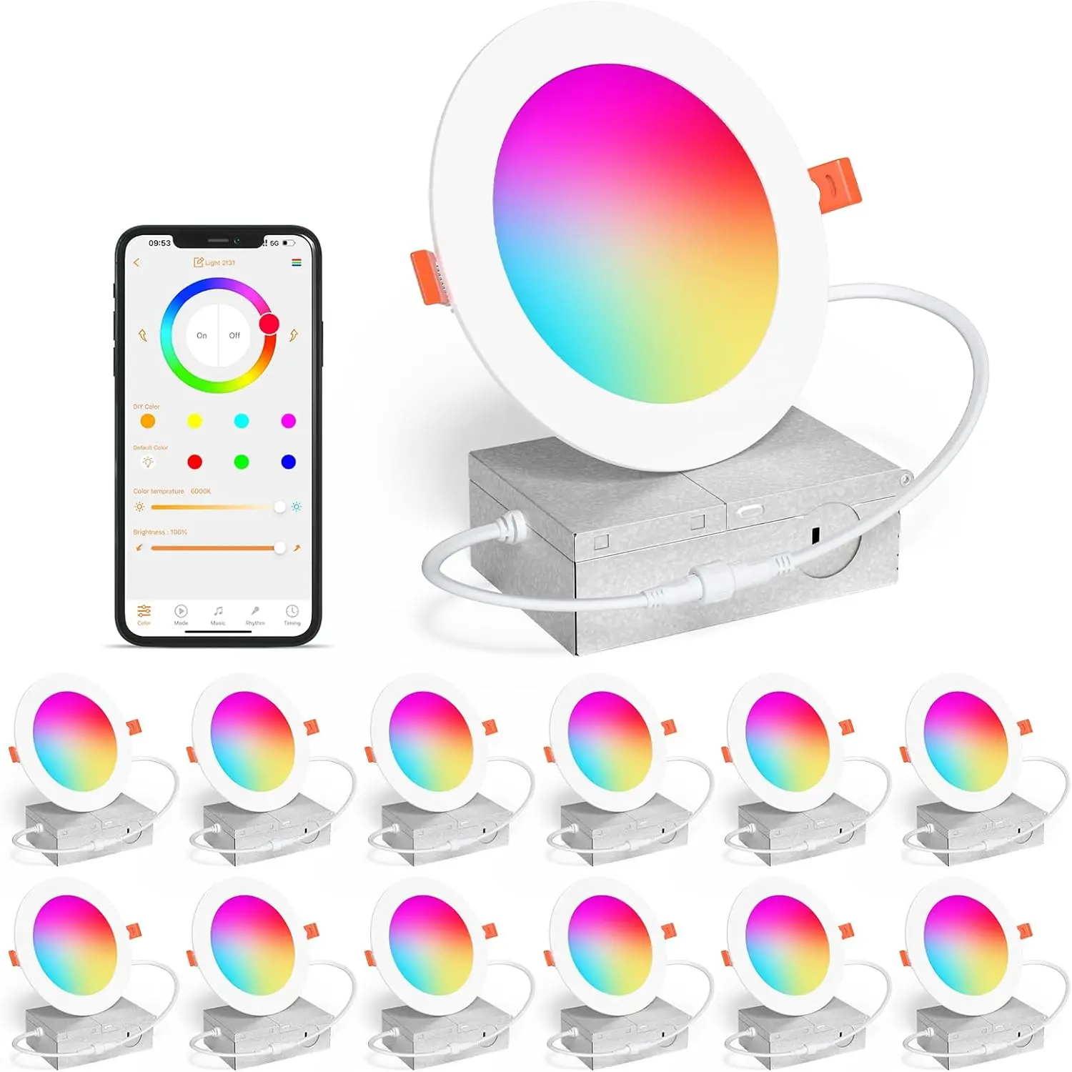 

1-10PCS LED Downlight Dimmable tuya Intelligent Graffiti Control Voice APP RGB CW Full Color Spot Ceiling Recessed for kitchen