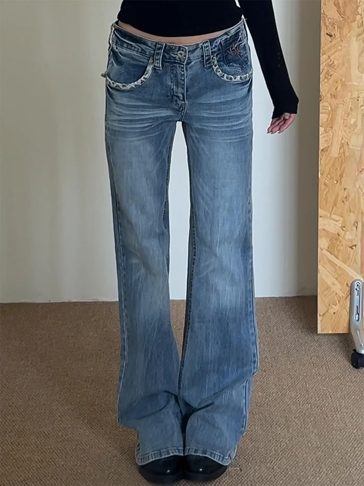 

plus Size American Retro Low Waist Flared Denim Jeans Women's New Style Sexy Slim Fit Casual Long Pants Straight Leg Jeans