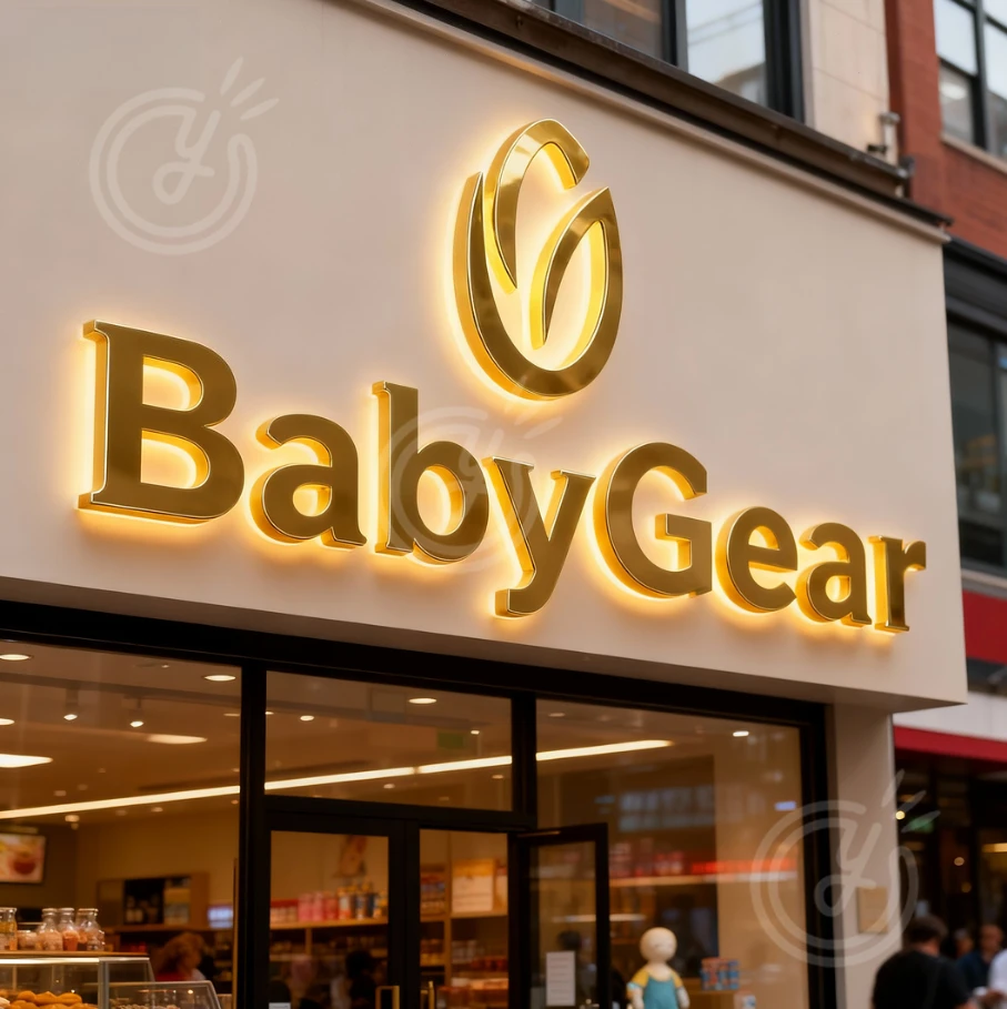 3D Led Letter Custom Metal Sign Logo Wall Weatherproof Advertising Company Business Backlit Outdoor Sign Letter for BabyGear