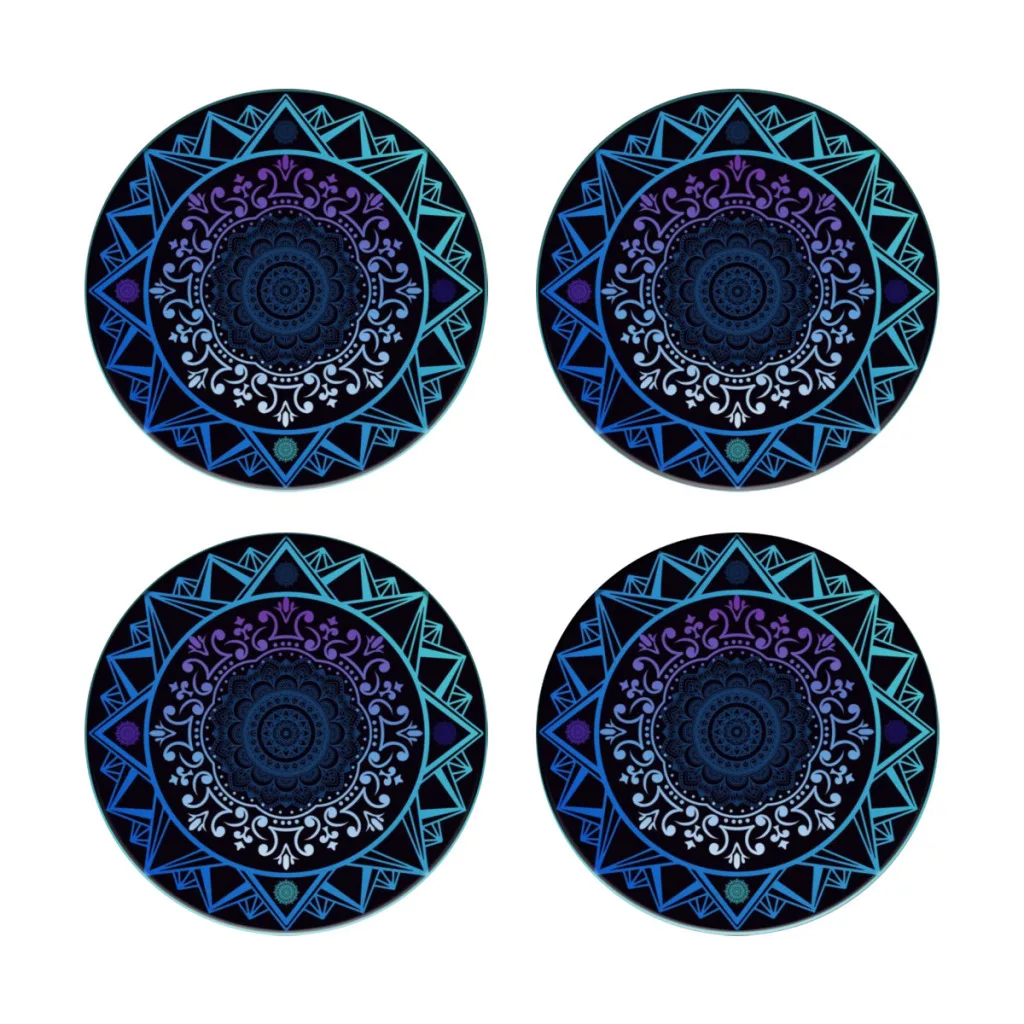 

purple mandala Coasters for Drinks, Absorbent Ceramic Stone Coasters Set of 4