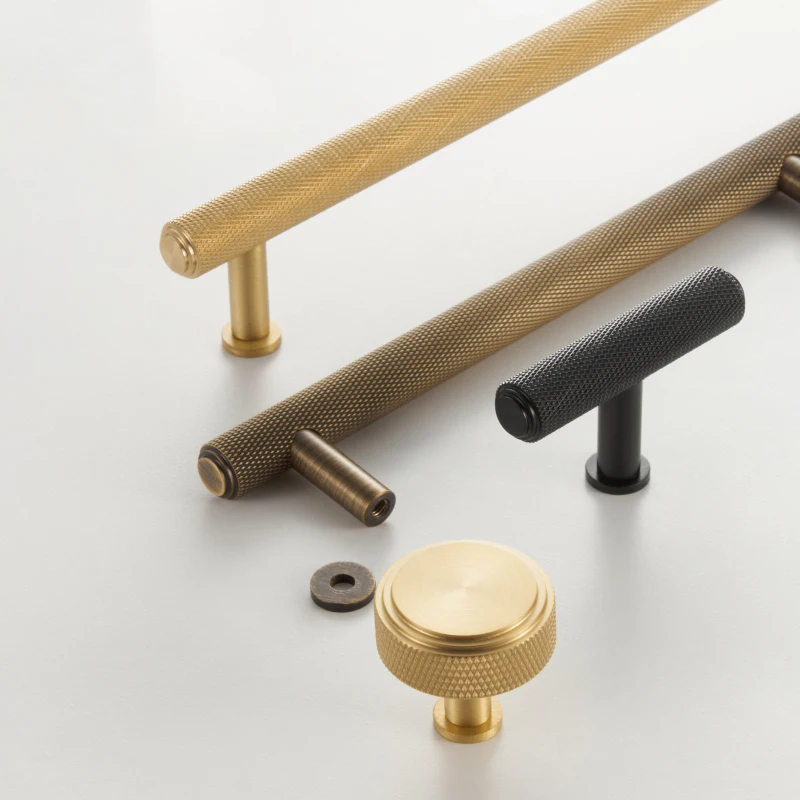 Rolling diamond cutting new cabinet door wardrobe drawer T-shaped long handle without base matte copper black