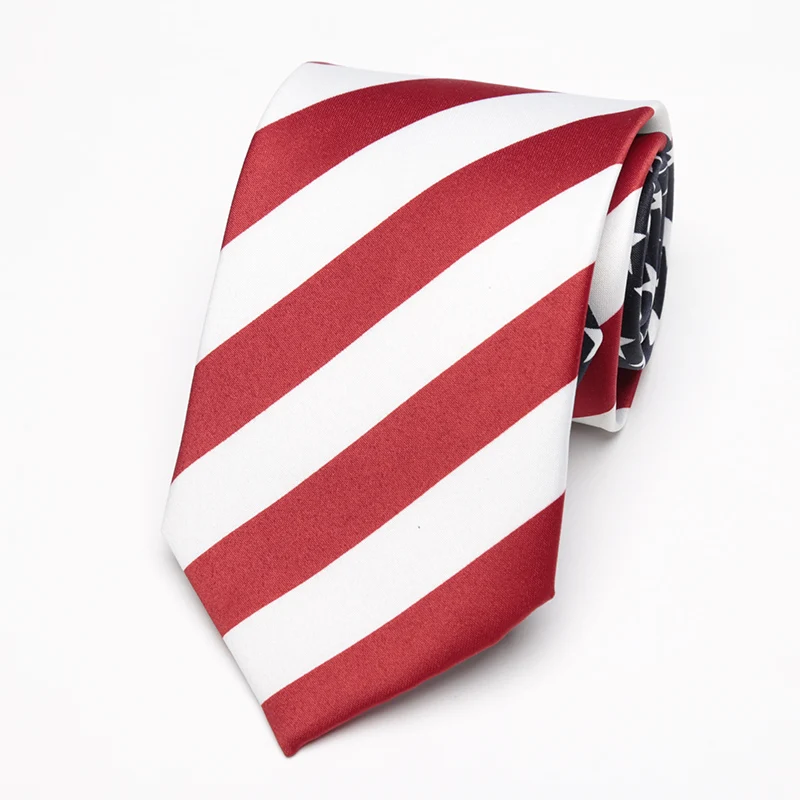 Fashion Classic Artificial Silk Star Striped American Flag Mens Necktie for Man Wedding Performance Tie for Business Party Ties