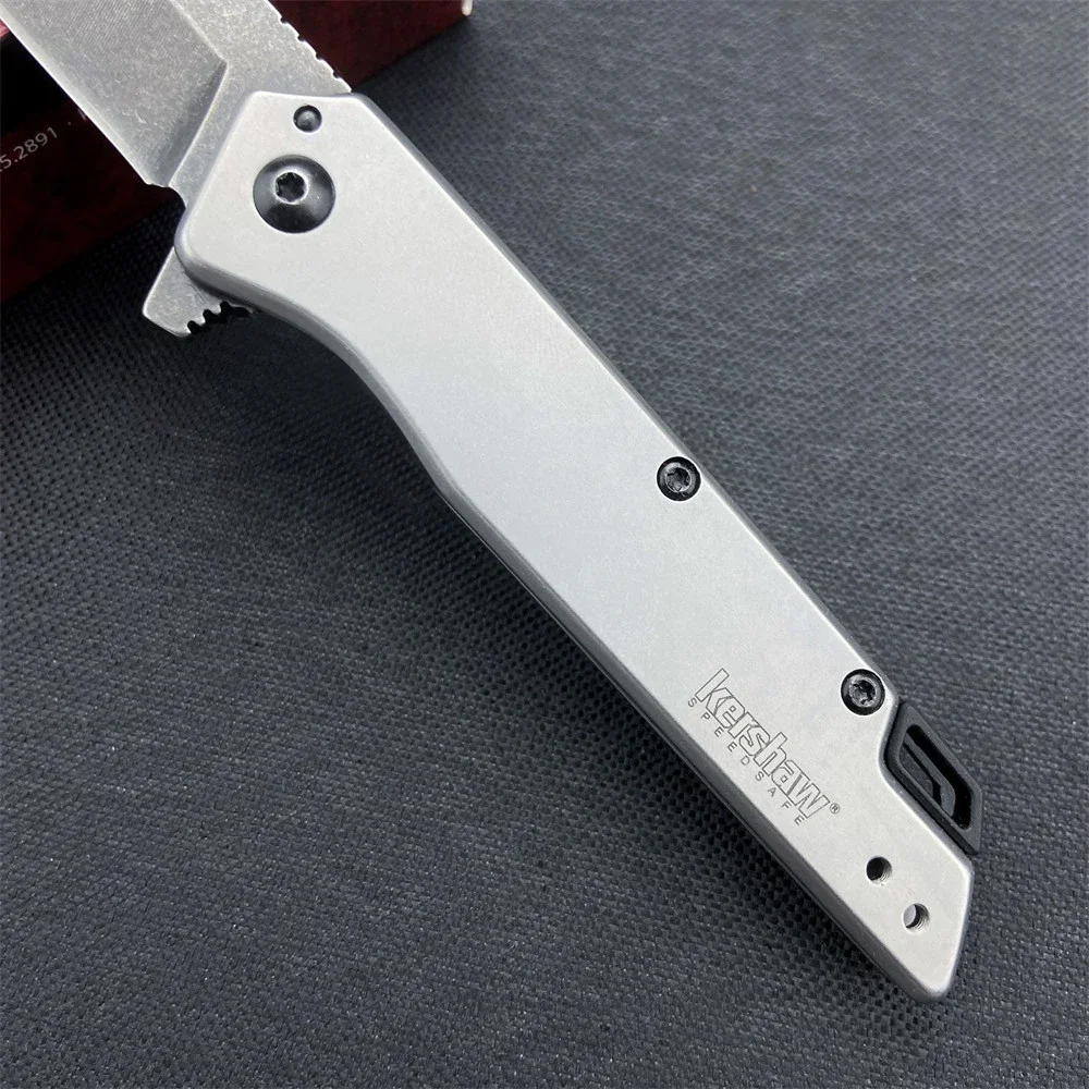 Gray KS Misdirect 1365 Tactical Folding Knife 8Cr13Mov Blade Aluminum Handle Flipper Assisted Outdoor Pocket Utility EDC Knives