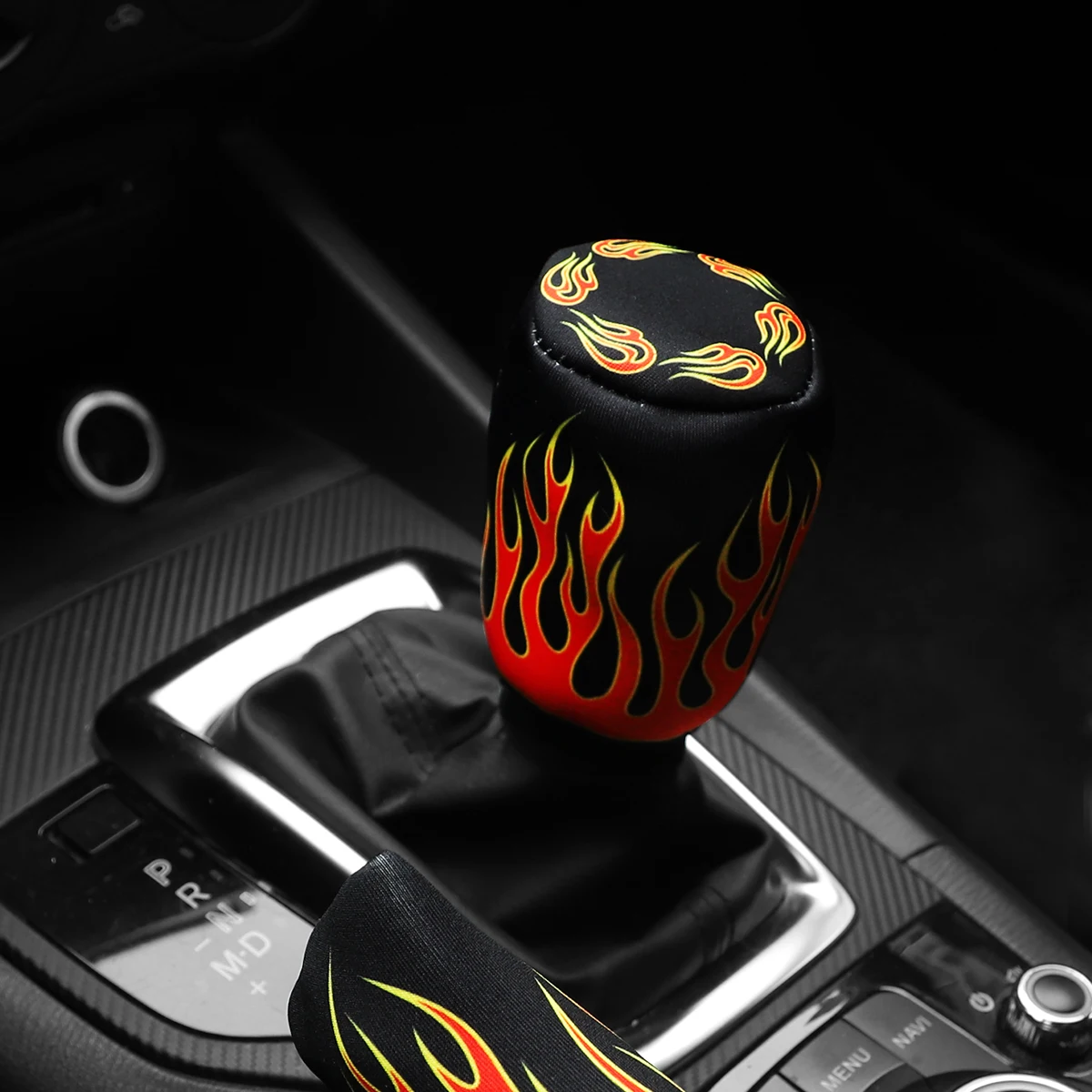 2 sets of flame fabric breathable waterproof car handbrake cover handle set manual gear automotive supplies