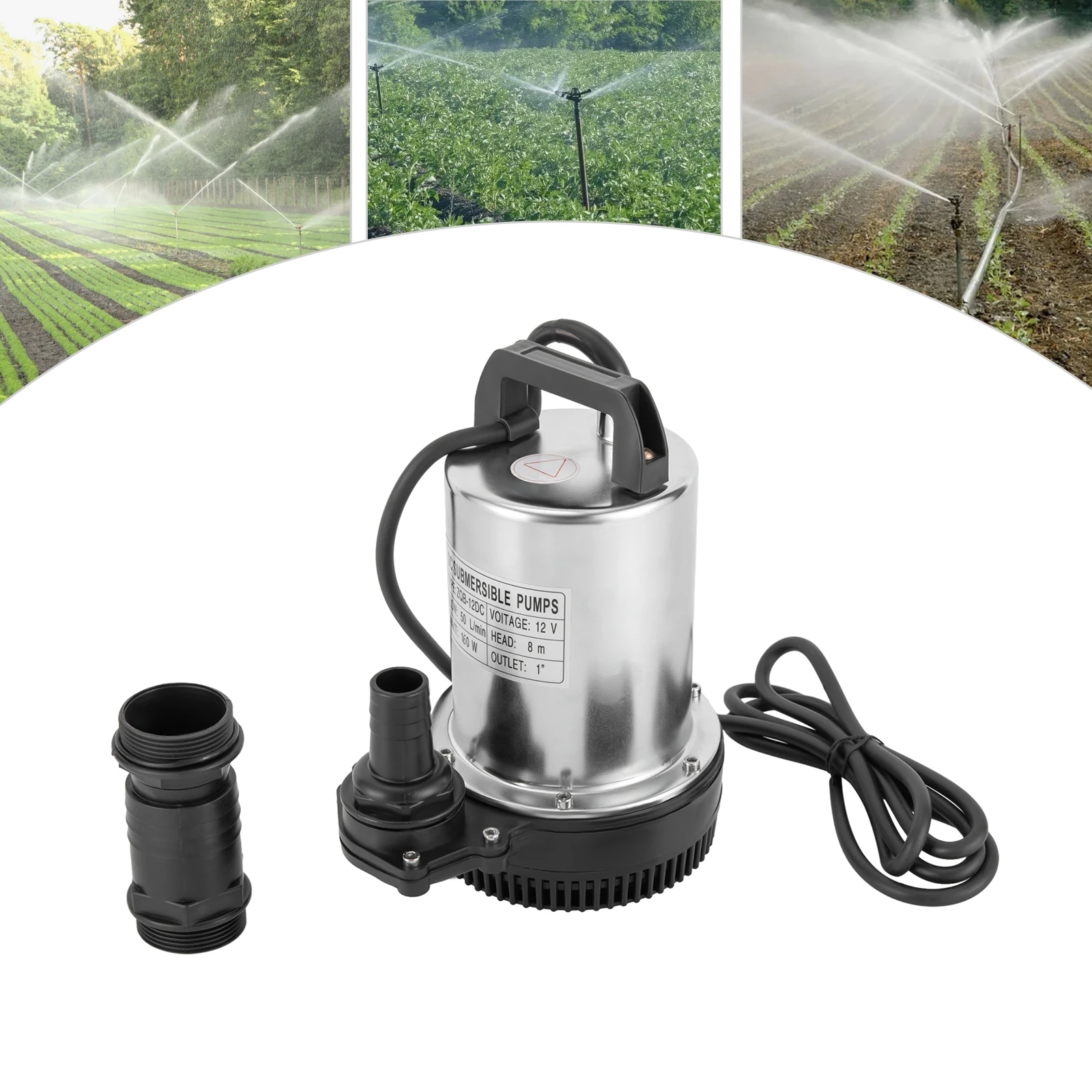 Submersible Pump, 160W DC Power Submersible Sewage Dirty Water Pump Garden Drain Septic Sump Celler Pump