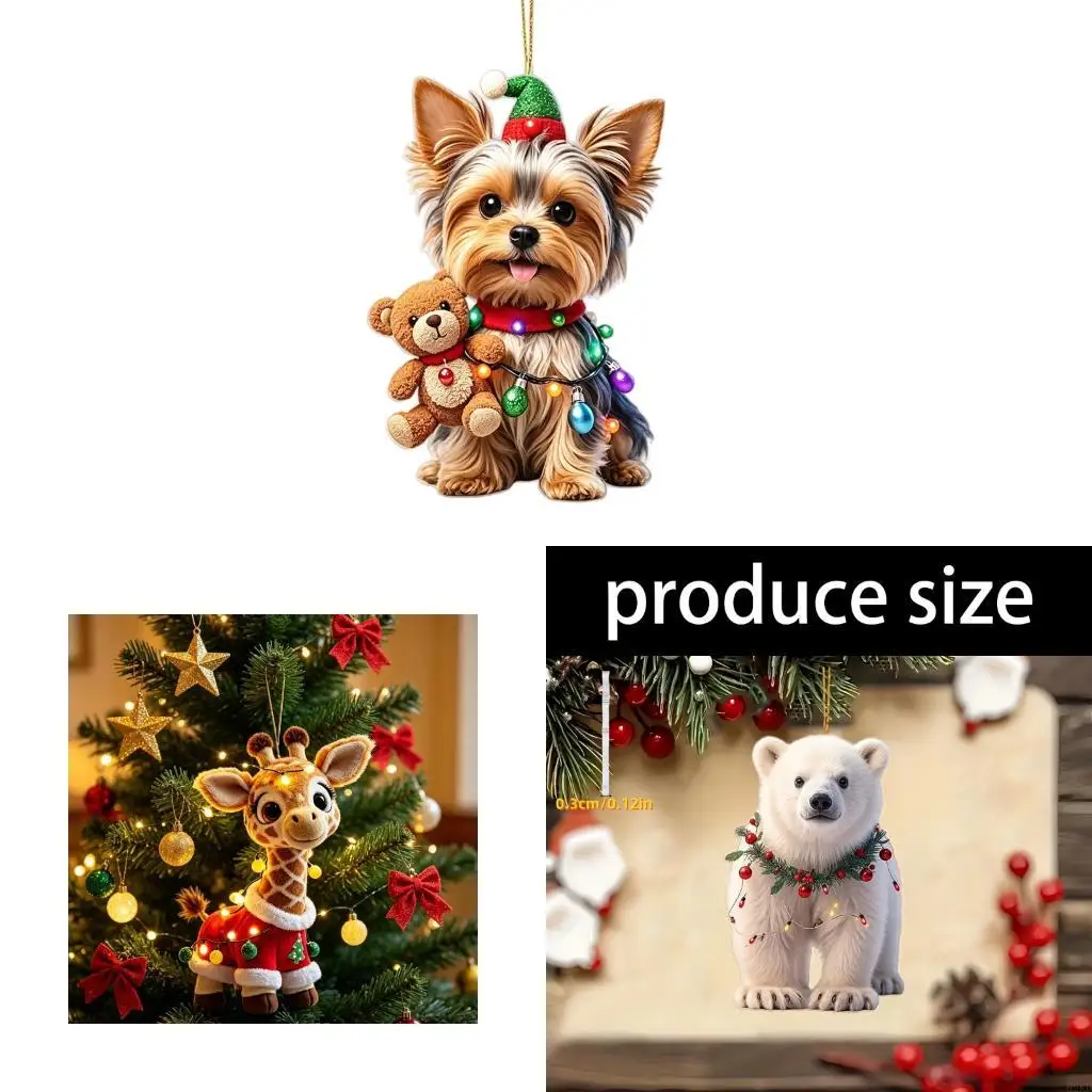 62KD Acrylic Animal Christmas Piece for Holiday Tree Hanging and Shelf Display