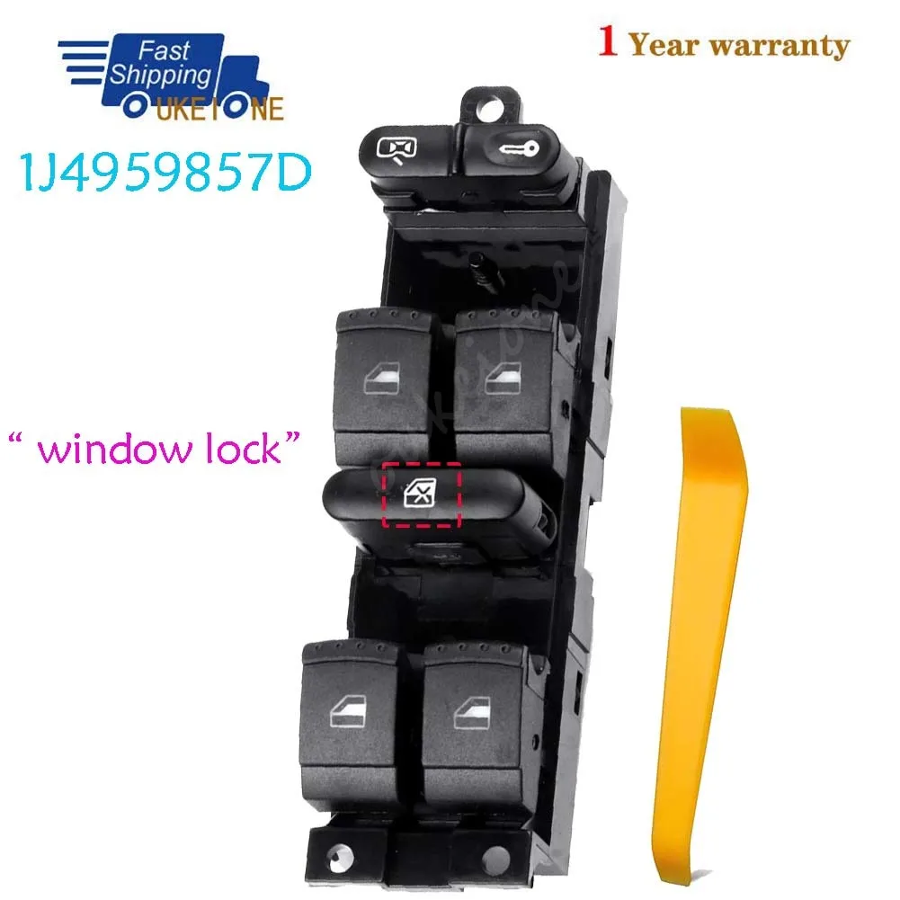 1J4959857D Interruptor de elevalunas eléctrico para Jetta Golf Bora Passat B5 Seat Leon Toledo 1999-2006, botón de control del regulador, piezas de repuesto