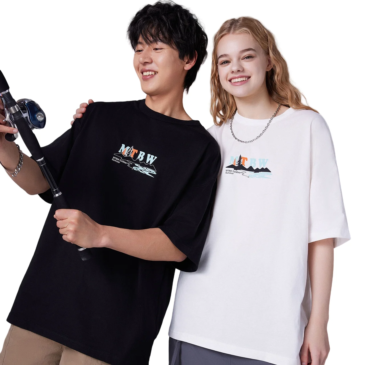 

Metersbonwe Men's And Women's Short Sleeve Outdoor T-Shirt Summer Fashion Printed Loose Tops Versatile Casual T Shirt Couple