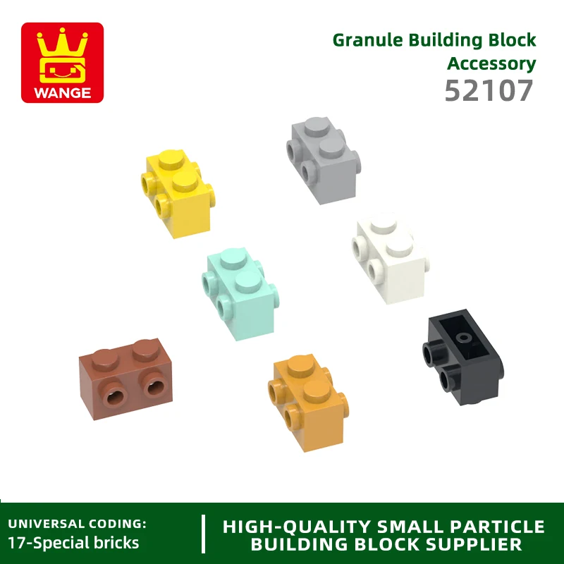 20Pcs/lot 1 x 2 with Studs on 2 Sides Block Moc Color Accessories Compatible with 52107 Brick DIY Children's Toy Assembly Parts